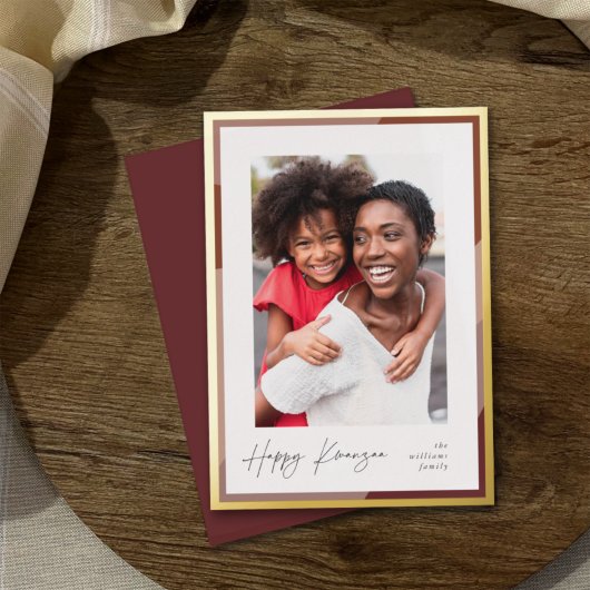Golden Border | Verticale foto Kwanzaa Folie Feestdagenkaart