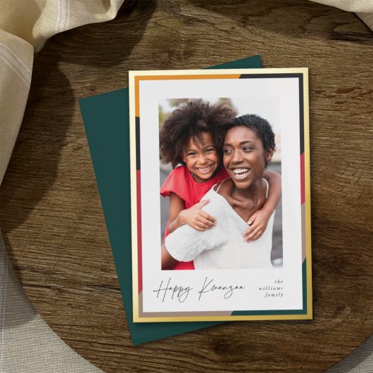 Golden Border | Verticale foto Kwanzaa Folie Feestdagenkaart