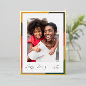 Golden Border | Verticale foto Kwanzaa Folie Feestdagenkaart (Staand Voorkant)