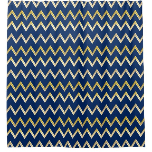 Golden Border - zigzag + je rug & ideeën Douchegordijn (Voorkant)
