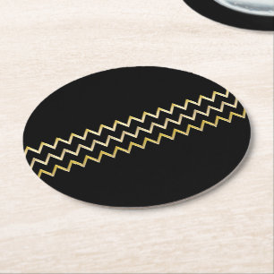 Golden Border - zigzag + je rug & tekst Ronde Kartonnen Onderzetter