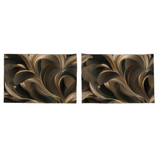 Golden Botanical Flow Elegant Kussensloop (Achterkant-Set)