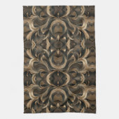 Golden Botanical Flow Elegant   Theedoek (Verticaal)