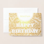  Golden Botanical Happy Birthday Folie Kaarten (Voorkant met envelop)