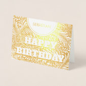  Golden Botanical Happy Birthday Folie Kaarten (Voorkant)