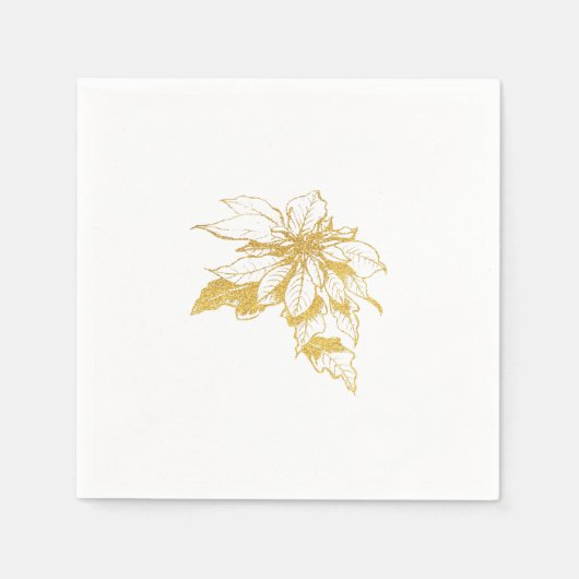 Golden Botanical Holiday Poinsettia Servet (Voorkant)