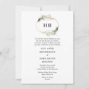 Golden Botanische Eucalyptus Wreatmonogram Groen Kaart
