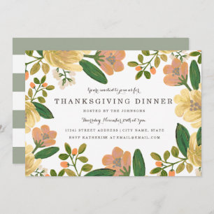 Golden Bouquet Thanksgiving Dinner Uitnodigen Kaart