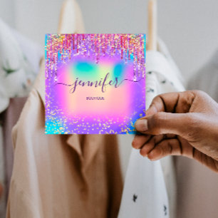 Golden Boutique Shop Glitter Drivers Holograaf Vierkante Visitekaartje