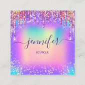 Golden Boutique Shop Glitter Drivers Holograaf Vierkante Visitekaartje (Voorkant)