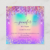 Golden Boutique Shop Glitter Drivers Holograaf Vierkante Visitekaartje (Achterkant)