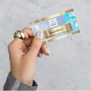 Golden Boutique Shop QR CODE Logo lichtblauw Visitekaartje