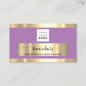 Golden Boutique Shop QR CODE Logo Paars Visitekaartje (Voorkant)