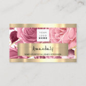 Golden Boutique Shop QR CODE Logo Roze Rozen Visitekaartje (Voorkant)