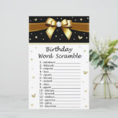 Golden bow Birthday Word Scramble Game (Staand voorkant)