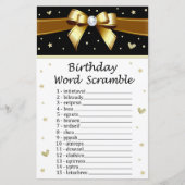 Golden bow Birthday Word Scramble Game (Voorkant)