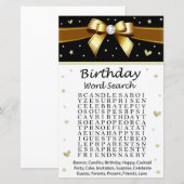 Golden bow Birthday Word Search Game (Voorkant / Achterkant)