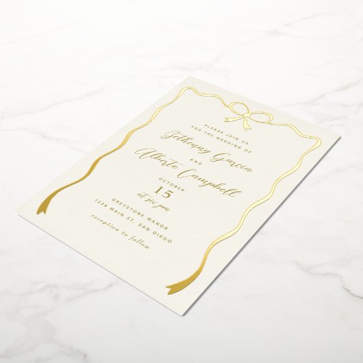 Golden Bow Folie uitnodiging (Gedraaid)