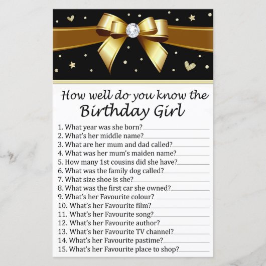 Golden bow Hoe goed ken je het verjaardagsmeisje? (Voorkant)