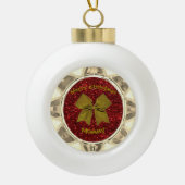 Golden Bow Keramische Bal Ornament (Voorkant)