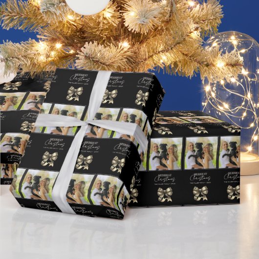 Golden Bow Kerstfoto inpakpapier (Feestdagen)
