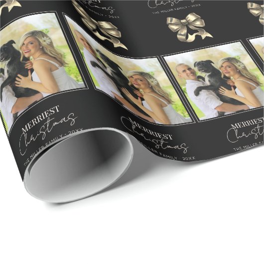 Golden Bow Kerstfoto inpakpapier (Rol Hoek)
