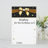 Golden bow Wishes voor het verjaardagsmeisje (Staand voorkant)