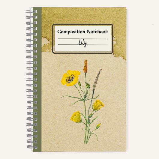 Golden Bowl Mariposa Bloem Gepersonaliseerde Comp Notitieboek (Voorkant)