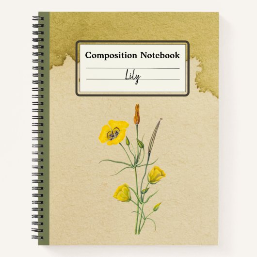 Golden Bowl Mariposa Bloem Gepersonaliseerde Comp Notitieboek (Voorkant)