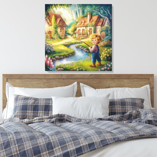 Golden Boy door de Stream Schilderij Canvas Print (Insitu (Slaapkamer))
