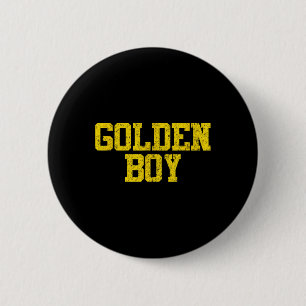 Golden Boy Good Luck Charm beroemd gemaakt door Sk Ronde Button 5,7 Cm