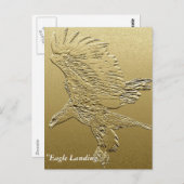 "Golden Boy" Landing Eagle Gold Foil-effect Art Briefkaart (Voorkant / Achterkant)