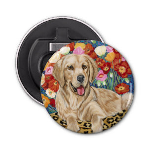 Golden Boy Retriever Button Flesopener