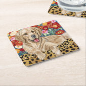 Golden Boy Retriever Kartonnen Onderzetters (Schuin)