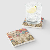 Golden Boy Retriever Stenen Onderzetter (Zijkant)