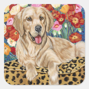 Golden Boy Retriever Vierkante Sticker