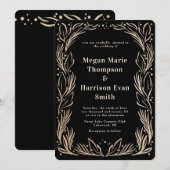 Golden Branches Border Huwelijksuitnodiging Kaart (Voorkant / Achterkant)