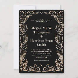 Golden Branches Border Huwelijksuitnodiging Kaart