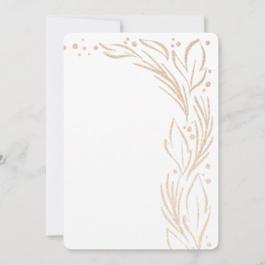 Golden Branches border Wedding White Kaart (Achterkant)