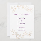 Golden Branches Wedding Design Lavander Save The Date (Voorkant)