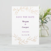 Golden Branches Wedding Design Lavander Save The Date (Staand voorkant)