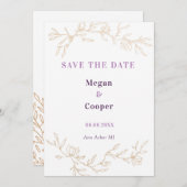 Golden Branches Wedding Design Lavander Save The Date (Voorkant / Achterkant)