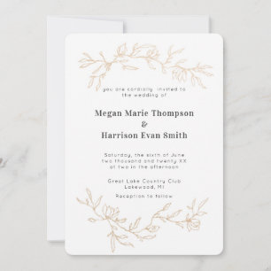 Golden Branches Wedding Invitation Kaart