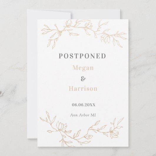 Golden Branches Wedding Postponed Notice Save The Date (Voorkant)