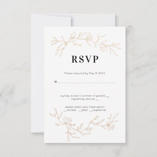 Golden Branches Wedding RSVP Kaartje (Voorkant)