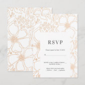 Golden Branches White Wedding RSVP Kaart (Voorkant / Achterkant)