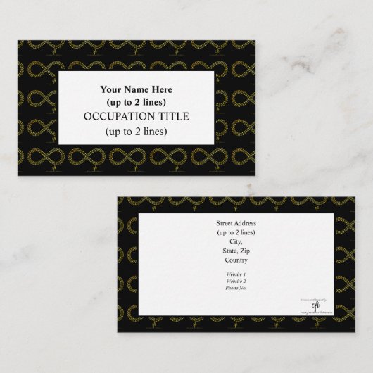 Golden Brass Infinity Hearts Visitekaartje (Voorkant / Achterkant)