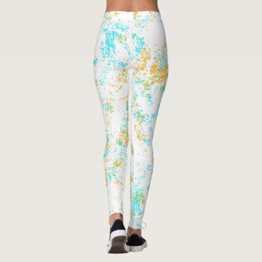 Golden Breeze Abstracte Leggings – Aqua & Mosterd  (Achterkant)