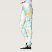Golden Breeze Abstracte Leggings – Aqua & Mosterd  (Links)