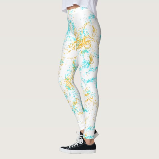 Golden Breeze Abstracte Leggings – Aqua & Mosterd  (Links)